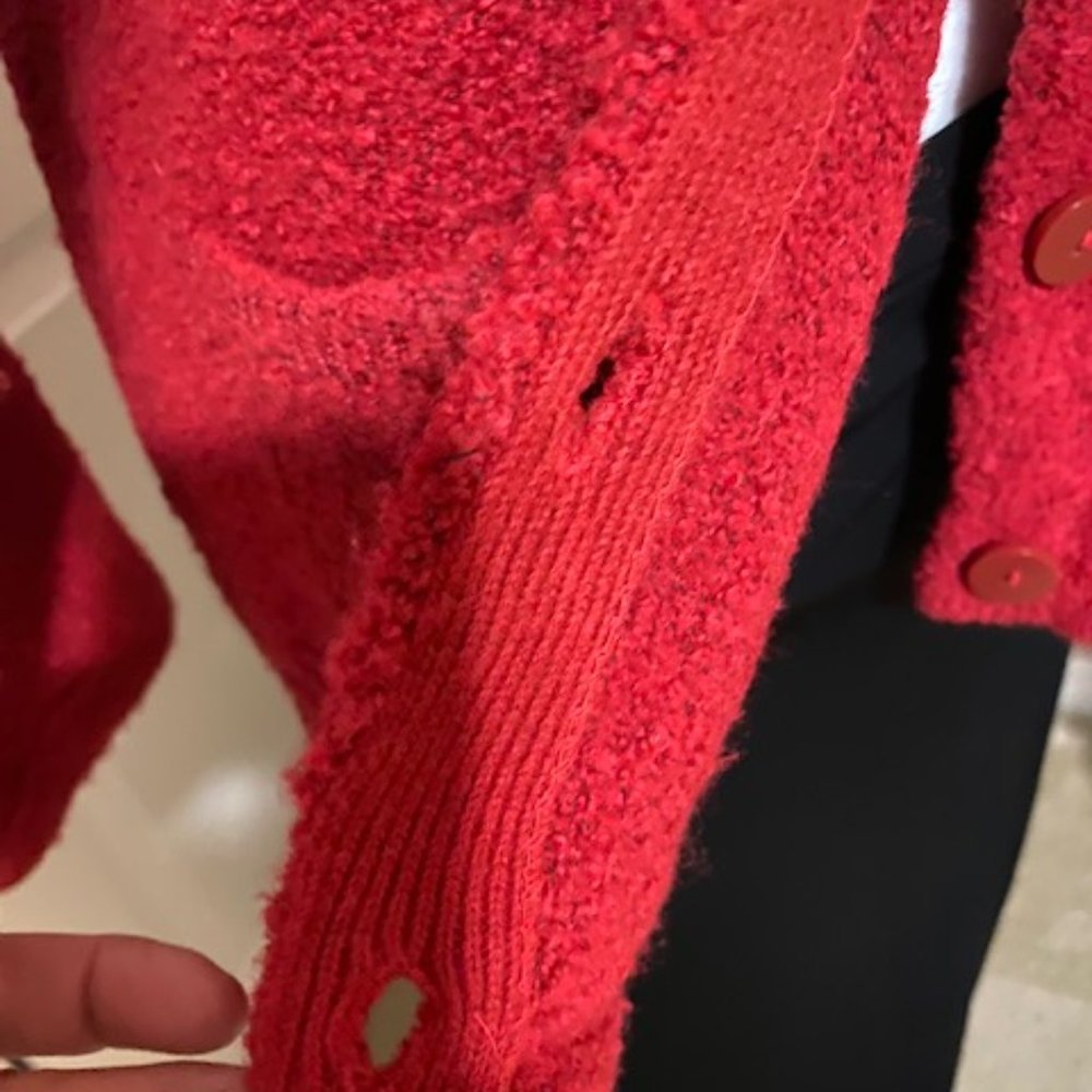 Marisa Christina sweater, Large, Red, Cardigan, button front. - Picture 2 of 5